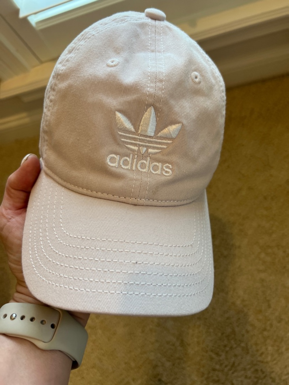 adidas light pink dad cap with stitched brim